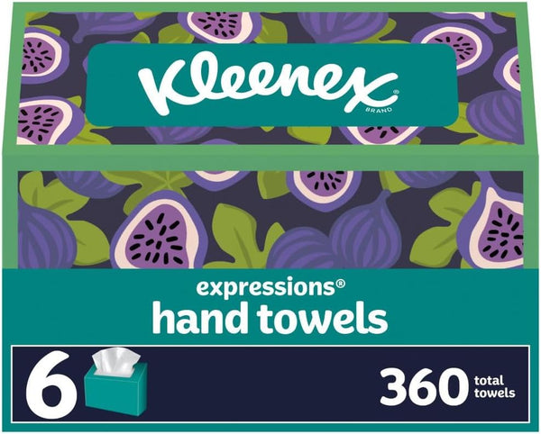 Kleenex Expressions Disposable Paper Hand Towels, 6 Boxes, 60 Towels per Box (360 Total Hand Towels), Packaging May Vary