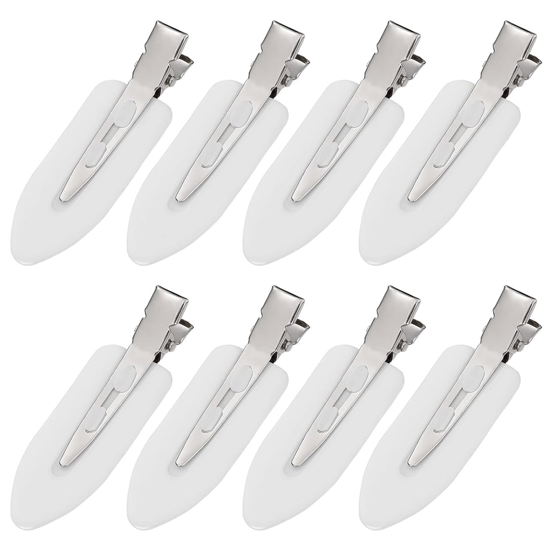 8Pcs No Bend No Crease Hair Clips - Styling Duck Bill Clips Alligator Hair Barrettes for Styling Sectioning, Small Gifts for Women Girl Salon Hairstyle Hairdressing Bangs Waves Makeup, White