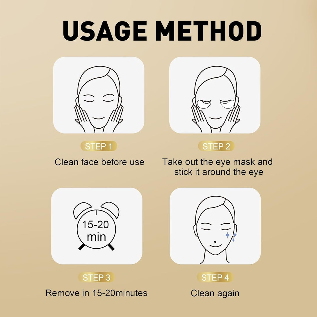 CHMI under Eye Patches (100 Pairs) - 24K Gold Eye Patches for Puffy Eyes, Dark Circles, Eye Bags and Wrinkles, Collagen Skin Care Products, Beauty & Personal Care