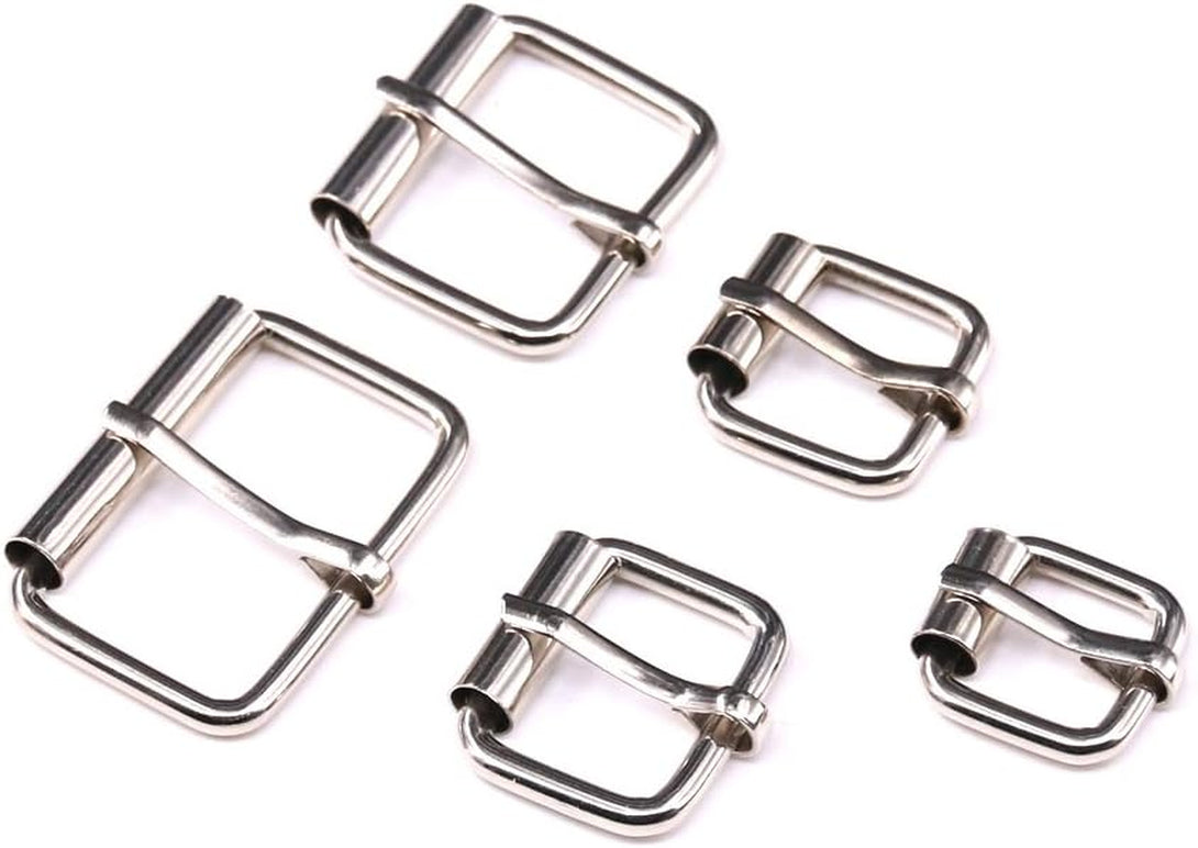 Swpeet 50Pcs 5 Sizes 1/2" 3/4" 1" 5/4" 5/8" Multi-Purpose Metal Roller Buckle Ring Assortment Kit for Hardware Belt Bags Ring