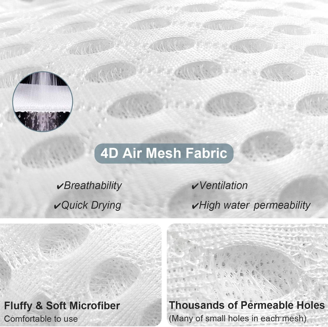 Bath Pillow Bathtub Pillow - Bath Pillows for Tub with Neck, Head, Shoulder and Back Support - 4D Air Mesh Spa Pillow for Bath - Extra Thick, Soft and Quick Dry