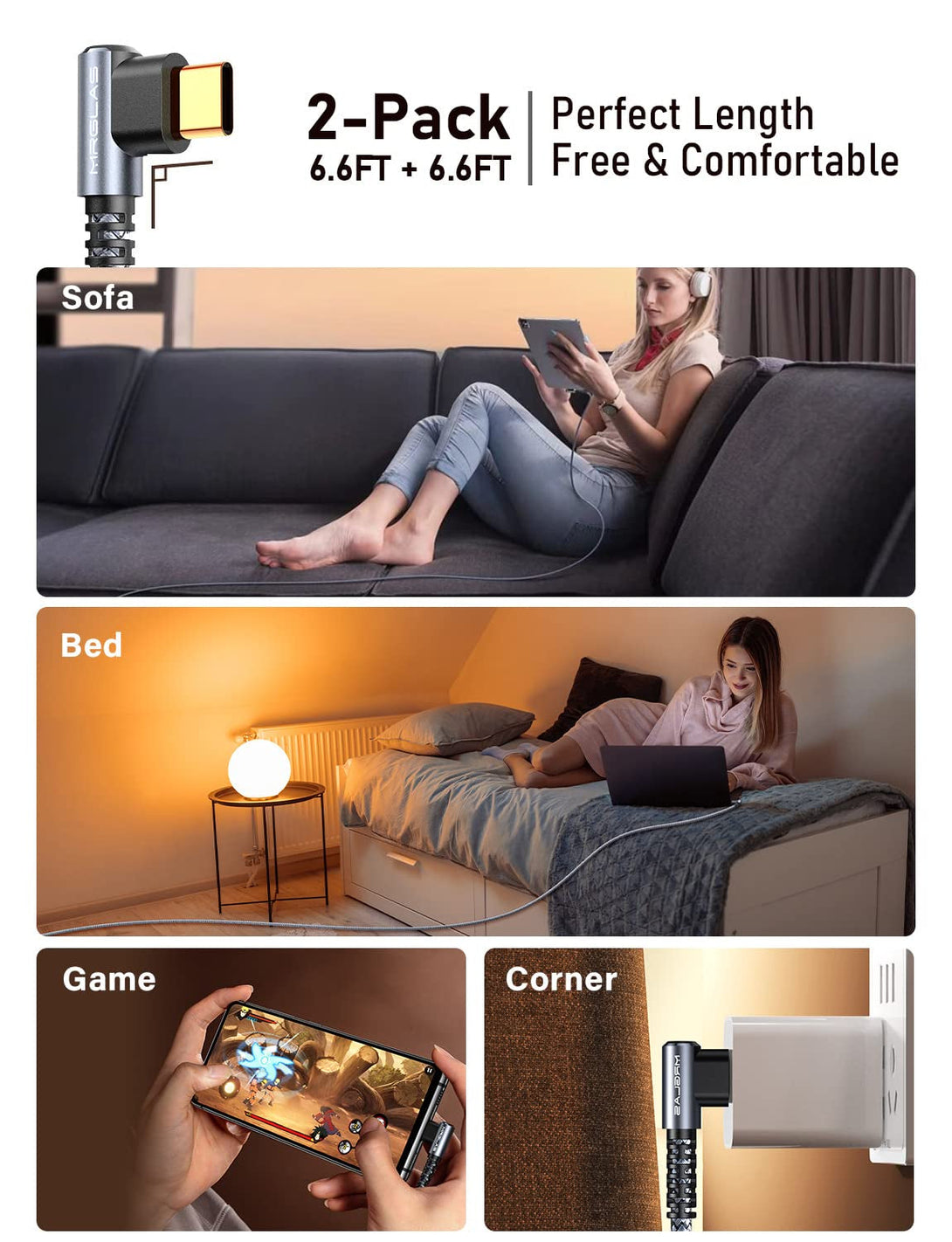 MRGLAS USB C Cable 3.2A, USB to USB C Cable [2-Pack,6.6Ft], Iphone 16 Charger, Type C Charger Fast Charging for Iphone 15 Pro Max, Samsung Galaxy S25 Ultra S24 S23 S22 S21 S20 S10 S9, Note 20,Pixel 9