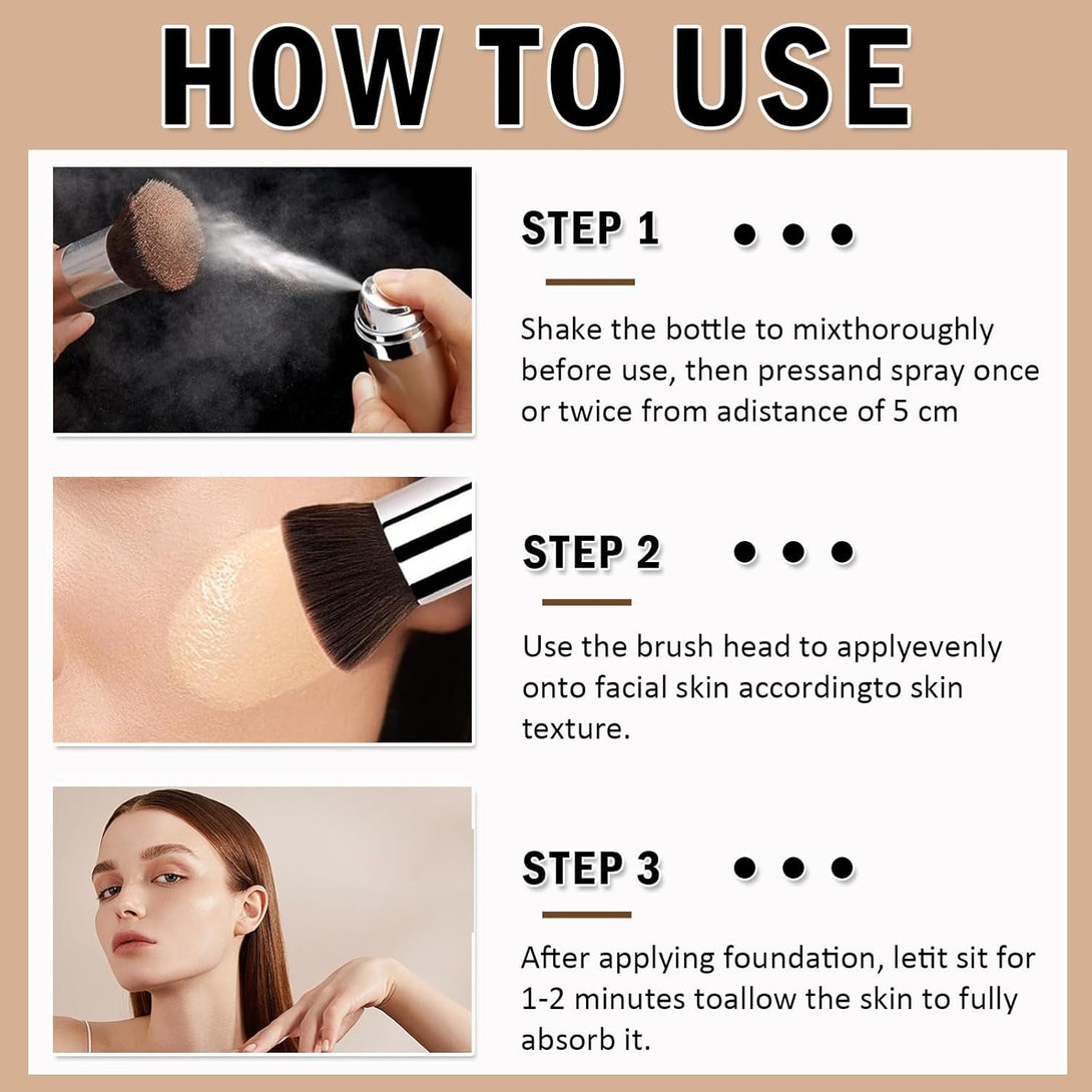 Airbrush Foundation Makeup Spray, Mini Travel Makeup,Silk Airbrush Flawless Setting Spray,Long-Lasting&Waterproof Foundation for Smooth Radiant Creamy Skin,Breathable Anti-Aging(02#Beige)