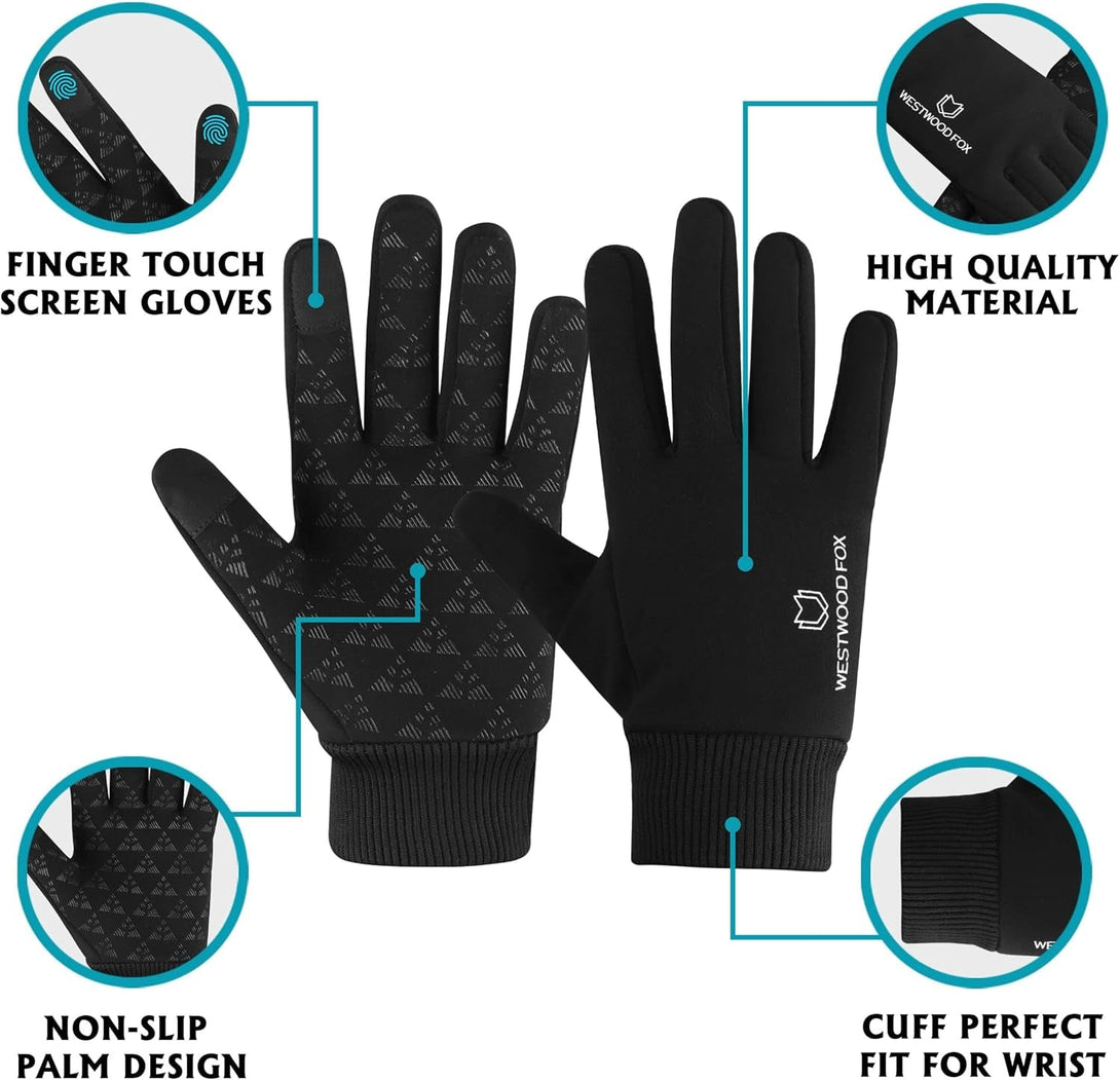 Winter Gloves Touchscreen Slightly Waterproof Thermal Warm anti Slip Running Cycling Gloves Windproof Glove with Elastic Cuffs for Men Women