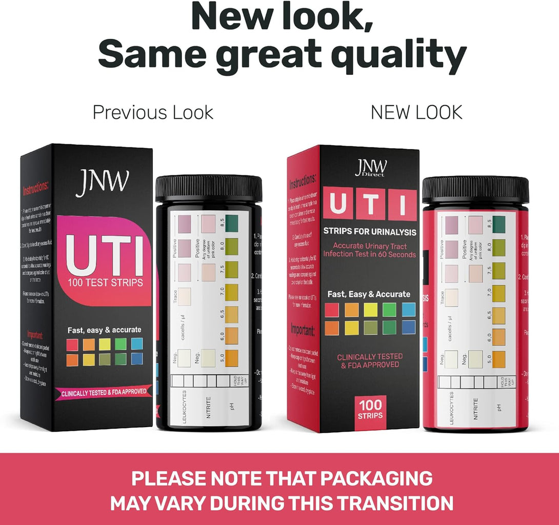 3-In-1 Urinary Tract Infection Test Strips - Home UTI Test Kit with Ebook - with 100 Quick and Accurate UTI Test Strips - 100 Strips by JNW Direct