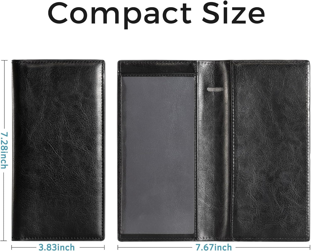 Cobak Premium Leather Checkbook Cover - RFID Blocking, Classic Design, Slim & Durable - Perfect for Personal & Business Checks