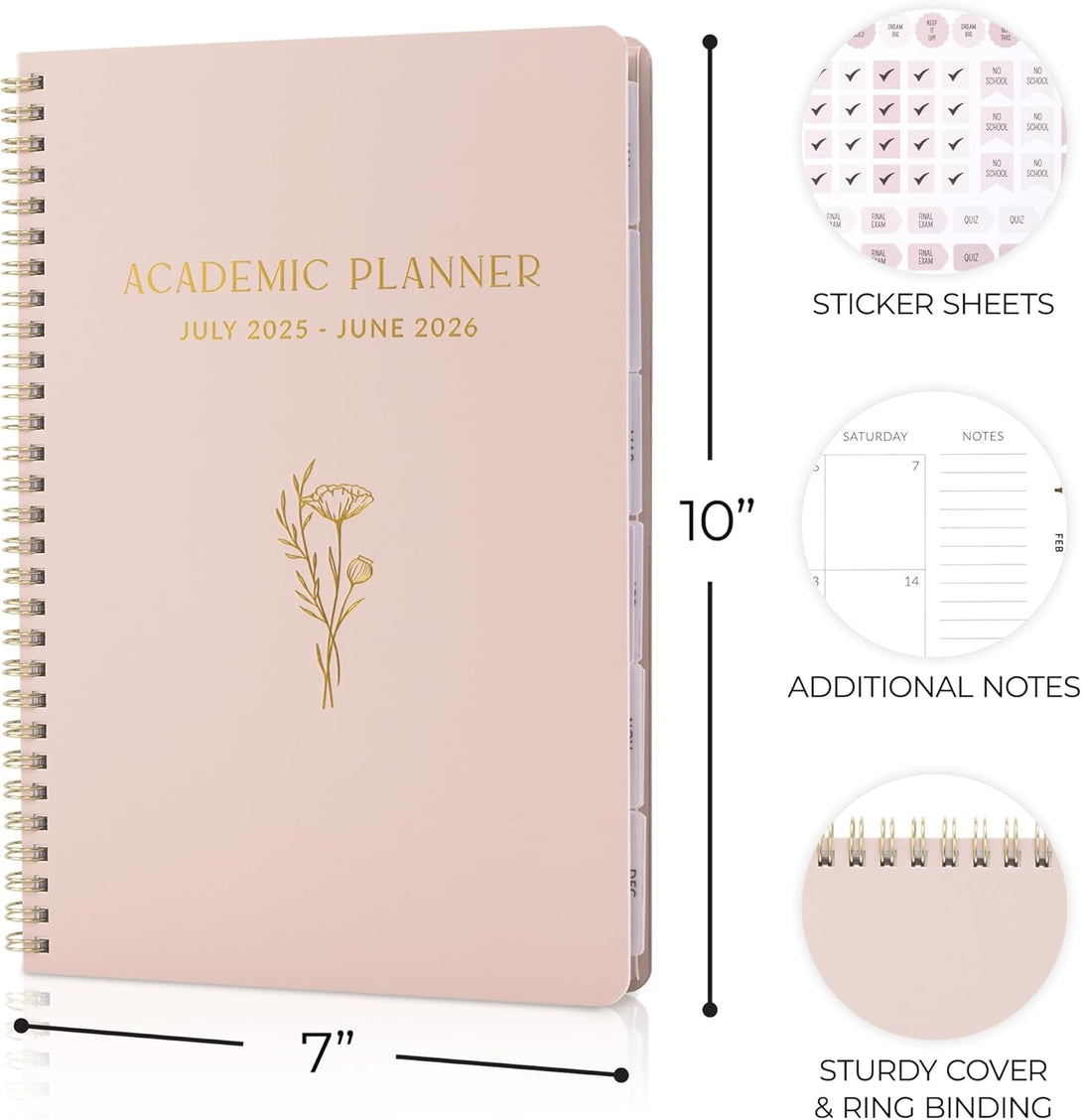 Aesthetic 2025-2026 Academic Planner - a Beautiful 7" X 10" Daily Planner for Women or Men with Weekly & Monthly Spreads for the 25-26 School Year - Runs from July 2025 - June 2026
