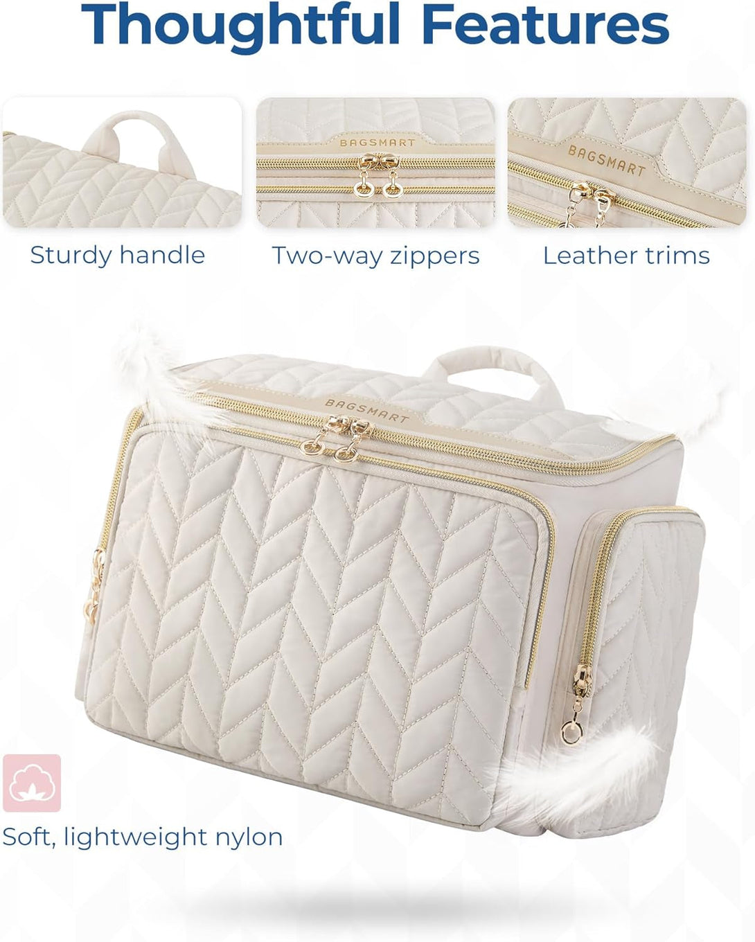 BAGSMART Travel Toiletry Bag, Large Wide-Open Travel Bag for Toiletries, Makeup Cosmetic Travel Bag with Handle-Black