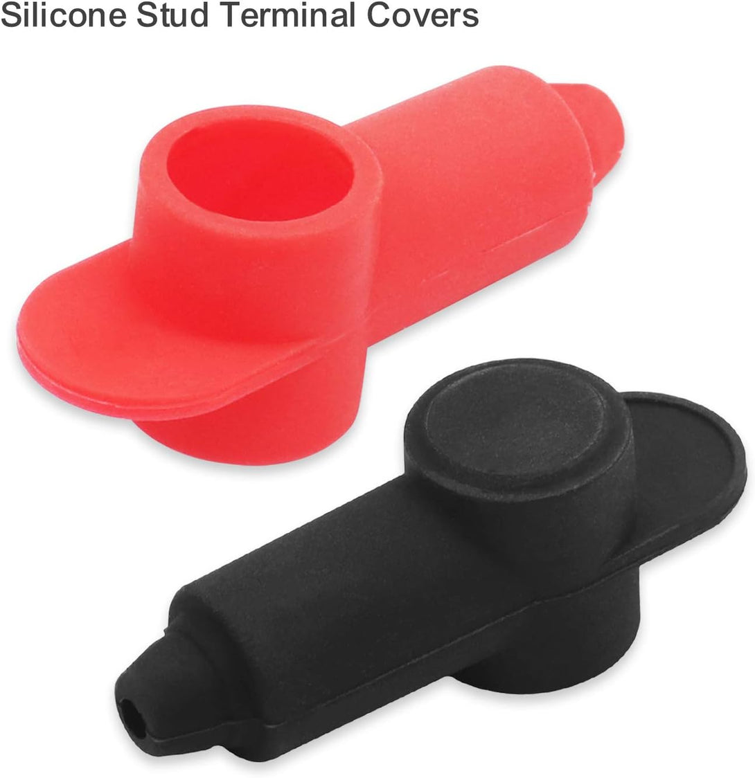 Recoil 10 Pack Silicone Terminal Covers for Alternator Battery Stud and Power Junction Blocks, Fits 10-2AWG Wire, 5 Red and 5 Black Pairs