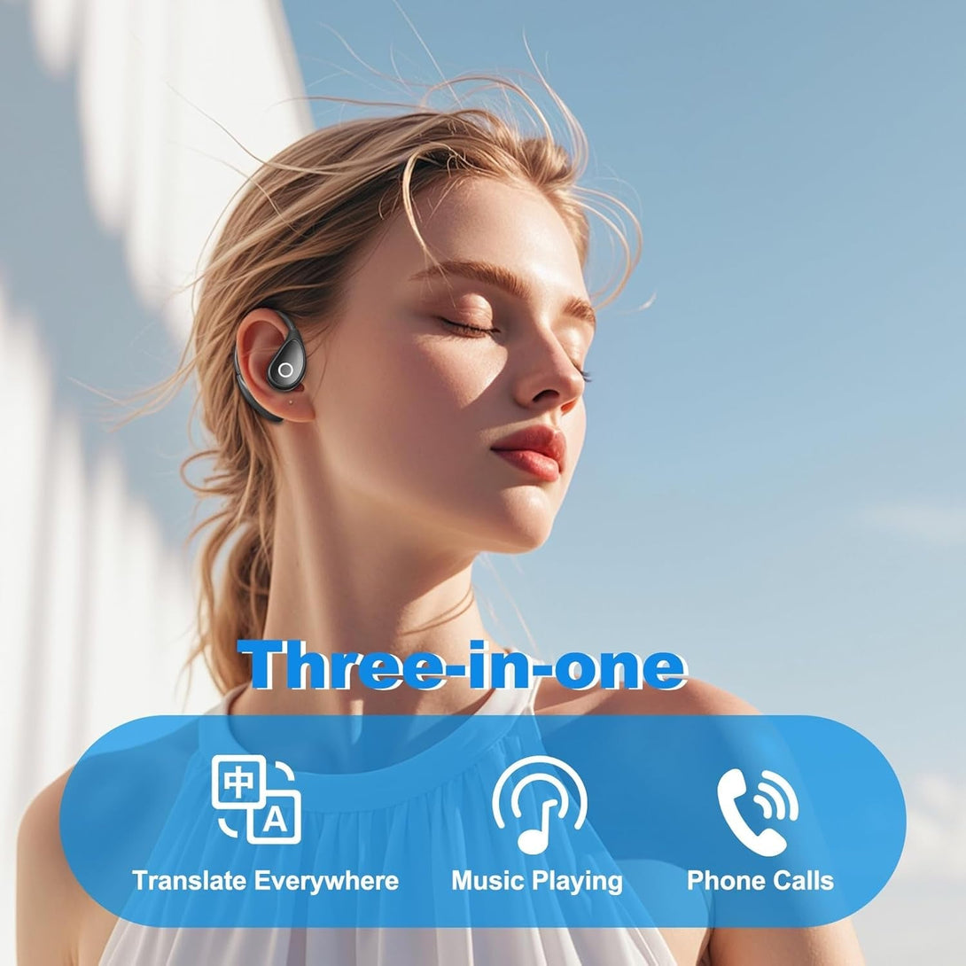 AI Translation Earbuds, 144 Languages, Real-Time Two-Way Earbuds, 3-In-1 Wireless Translator Earbuds, for Travel Business and Learning(Black)