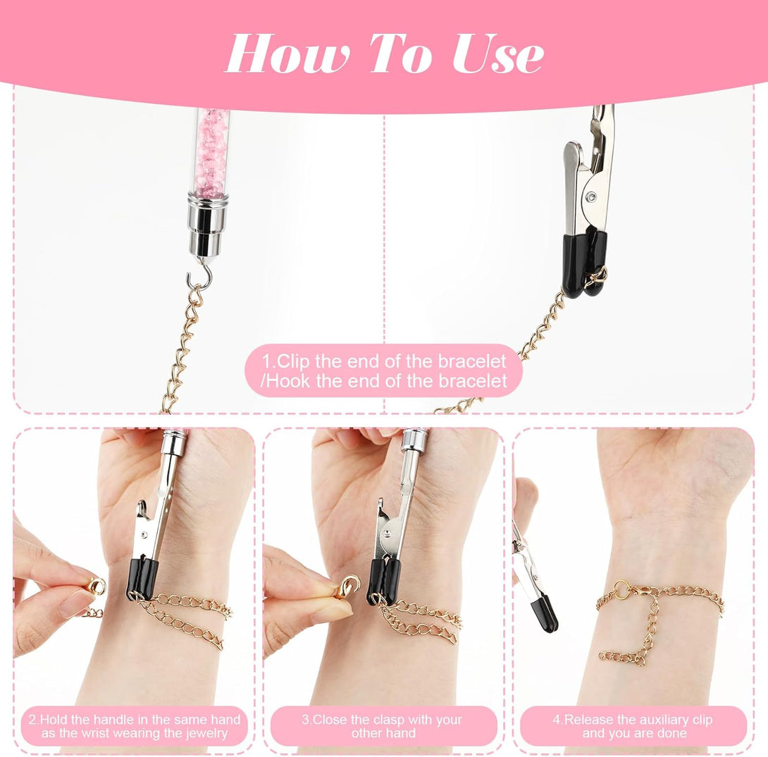 Bracelet Helper Tool Stainless Wearing Assistance Tool on Yourself Aid Jewelry Quick Wear and Removal Metal Hook Equipment for Bracelet Necklace Watch Clasps Zippers Closures Clasps