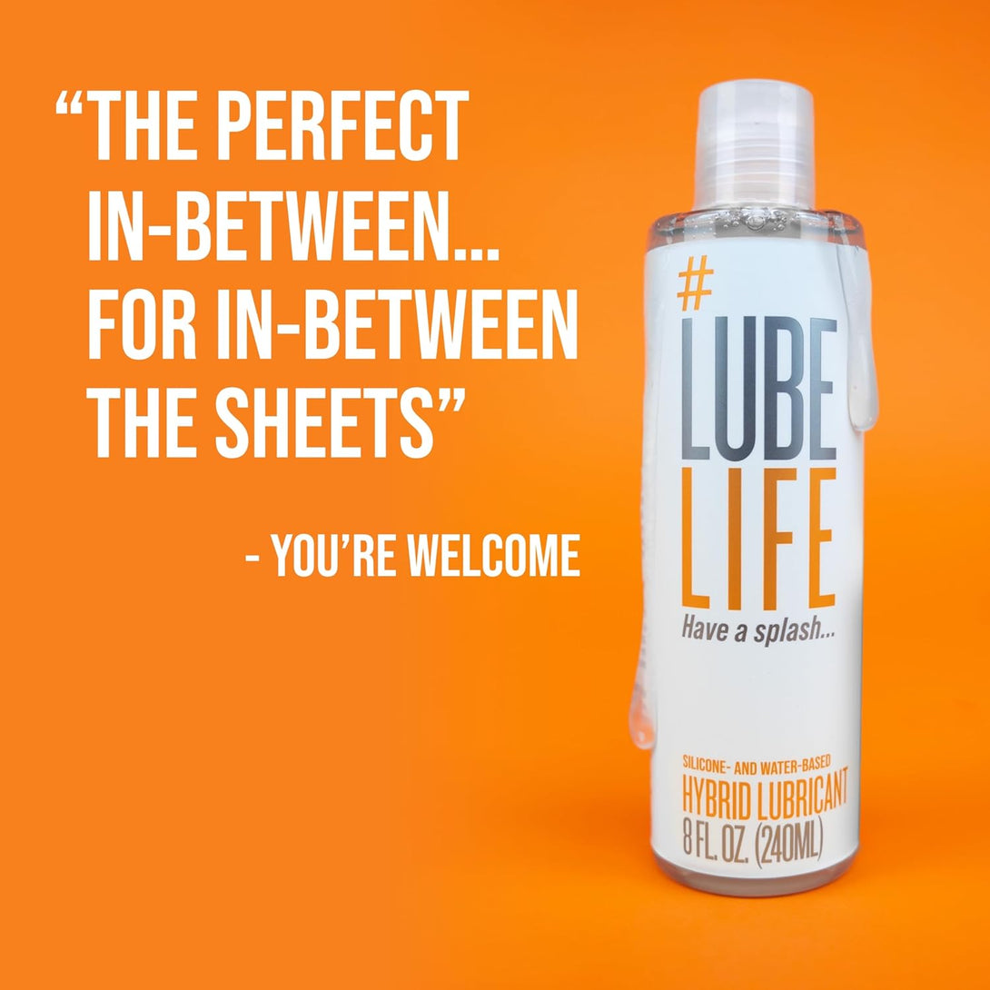 Lube Life Silicone and Water-Based Hybrid Lubricant, Long Lasting Lube for Men, Women and Couples, 8 Fl Oz