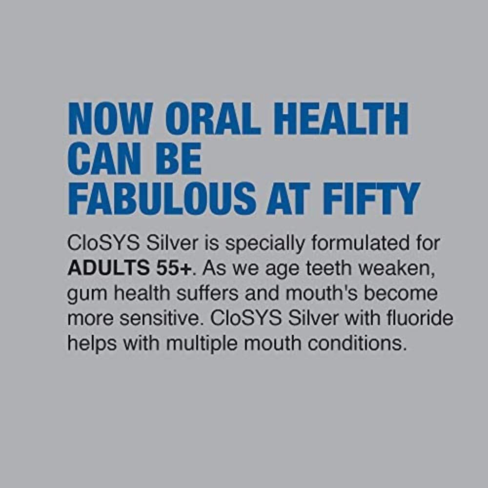 Closys Silver Fluoride Toothpaste for Adults 55+, 3.4 Ounce (Pack of 2), Gentle Mint, Travel Size, TSA Compliant, Ph Balanced, Enamel Protection, Sulfate Free