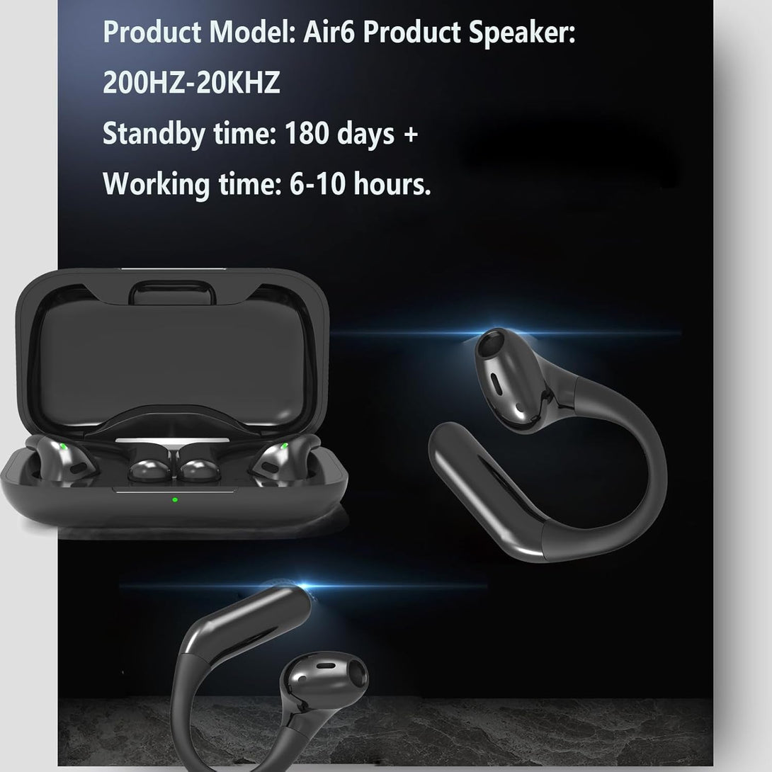 Open Ear Headphones,Bluetooth 5.3 Wireless Earbuds,5.9G Ultra-Lightweight Sport Earphones with Mic for Running Cycling,Secure Fit for Small Ears (White)