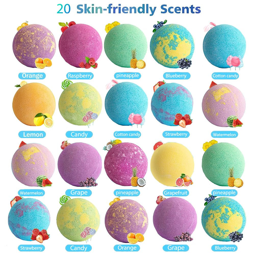 Bath Bombs for Kids with Surprise inside for Girls Boys Toddlers, 20 Pack Organic Kids Bath Bombs with Puppy Dolls Inside, Kids Safe Handmade Bubble Bath Fizzies, Ideal Birthday Christmas Gift Set