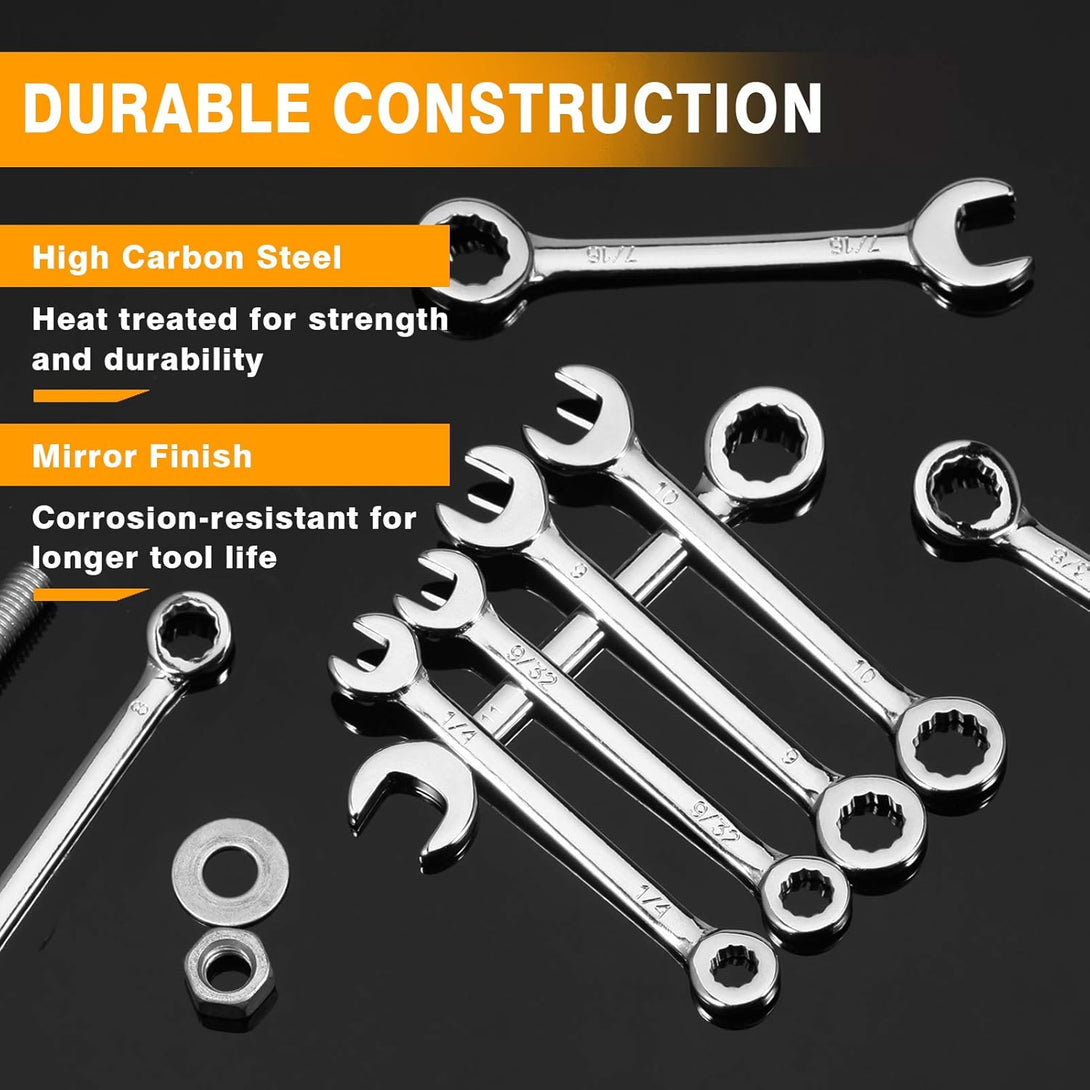 SPEEDWOX 20-Piece Mini Combination Wrench Set, High Carbon Steel, Silver