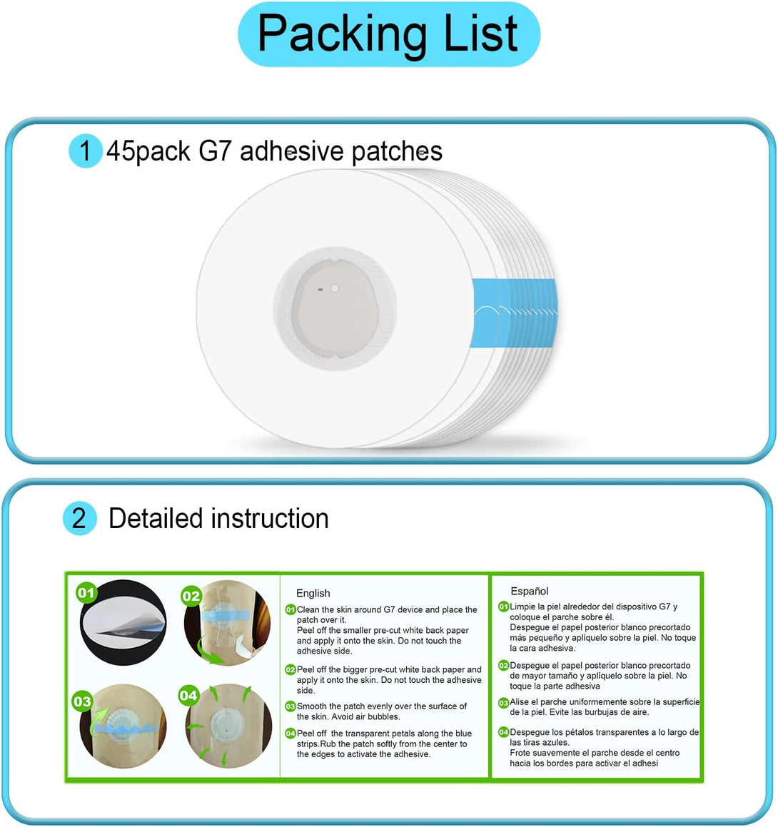 G7 Adhesive Patches Waterproof 45Pack Full Cover Dexcom Overpatch Clear G7 Overlay Patch Easy Use, Strong Adhesion Long Lasting 10+ Days Breathable Skin Friendly & Latex-Free