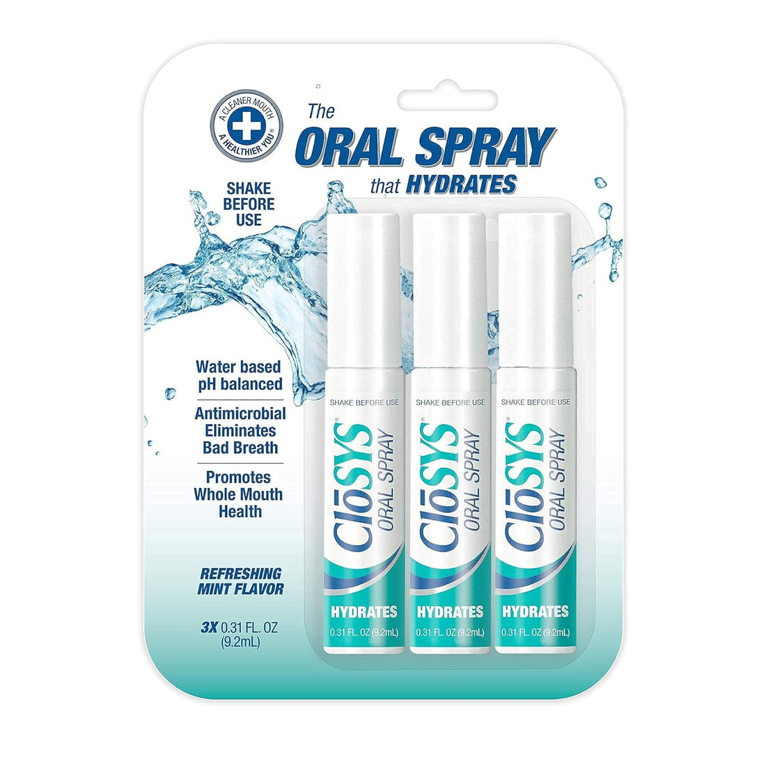 Closys Oral Breath Spray, 0.31 Ounce (3 Count), Mint, Sugar Free, Ph Balanced, Fights Bad Breath