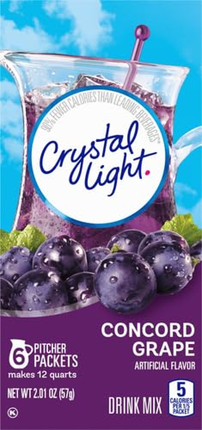 Crystal Light Concord Grape Artificially Flavored Powdered Drink Mix, 6 Ct Pitcher Packets