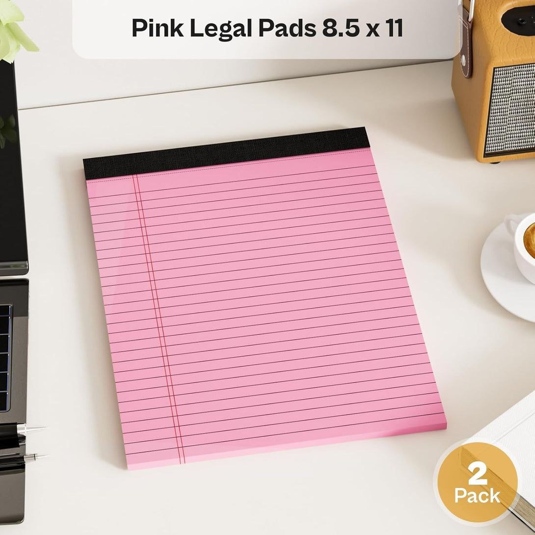2 Pcs Legal Pads 8.5 X 11 Pink Note Pads 8.5 X 11 Notepad 8.5 X 11 Micro Perforated Writing Pads 8.5 X 11 Lined Paper Pads Wide Ruled Pad of Paper 30 Sheets Notebook for Study, To-Do Lists, Office