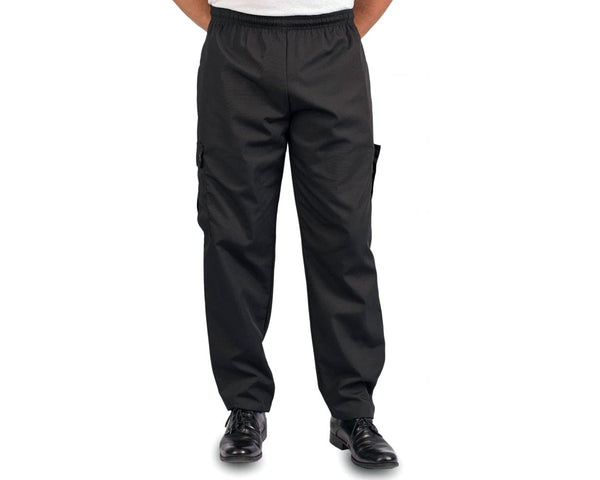KNG Black Baggy Cargo Chef Pants for Men and Women – Drawstring Waist Large Black