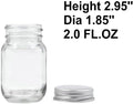 U Pack 2oz Mason Jar with Silver Lid for Honey Jam Spice Pack of 24 Sets
