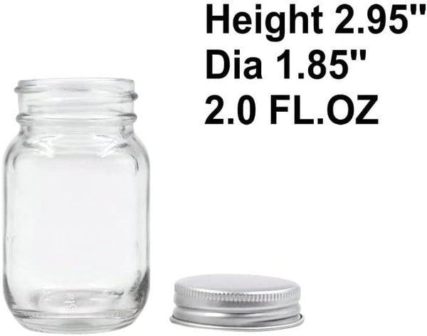 U Pack 2oz Mason Jar with Silver Lid for Honey Jam Spice Pack of 24 Sets