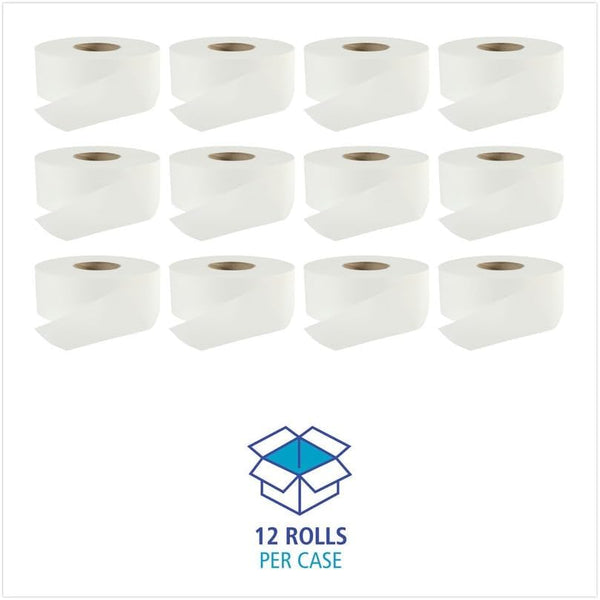 Boardwalk SOD410320 3.2 In. X 525 Ft. 2 Ply Septic Safe Jumbo Roll Bathroom Tissue - White (12/Carton)