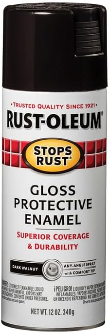 Rust-Oleum 262661 Stops Rust Spray Paint, 12 oz, Gloss Dark Walnut Gloss Dark Walnut 12 Ounce (Pack of 1) Gloss