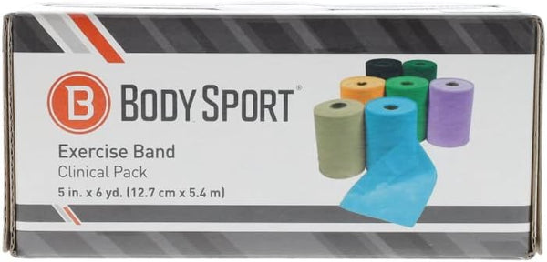 Body Sport Exercise Band, 5 in. x 6 yd., Light Blue, Resistance – Professional Bands for Home Fitness & Gym Exercises Workout Rehab Equipment
