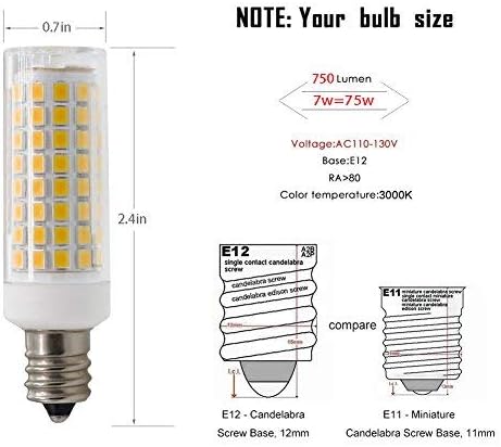 E12 LED Light Bulb, Dimmable E12 Candelabra Base Light Bulbs, 70-75W Equivalent 750 Lumens, 4 Packs for Chandelier, Ceil