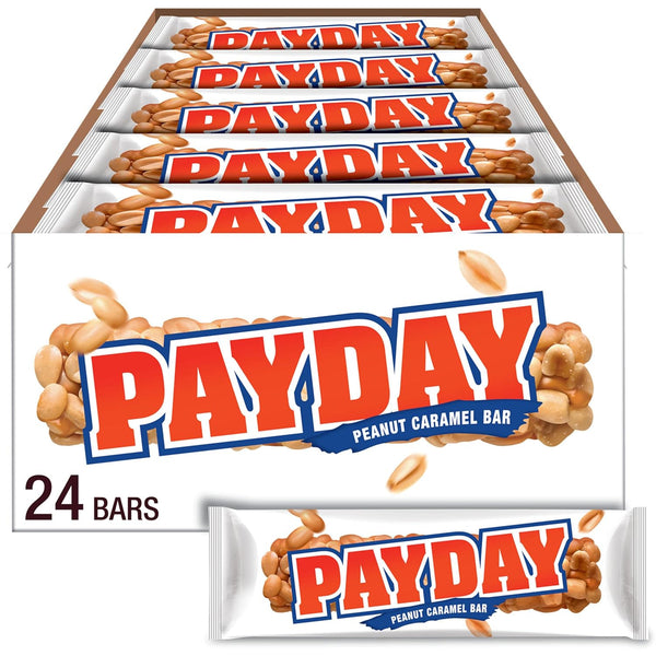 PAYDAY Peanut Caramel, Christmas Candy Bars, 1.85 Oz (24 Count)