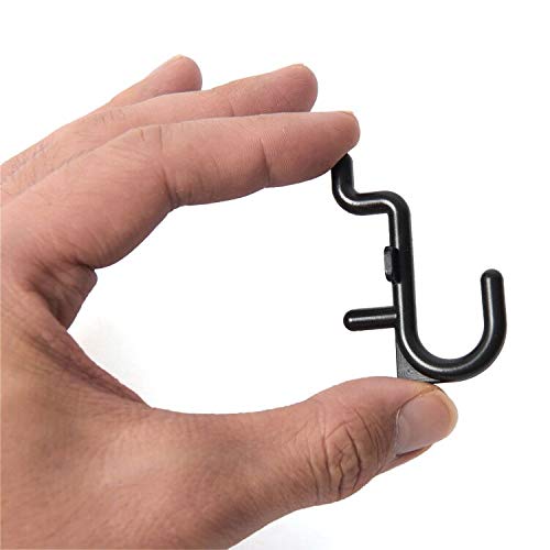 Jucoan 200 Pack J-Shaped Pegboard Hooks, Black Plastic Peg Hooks for 1/4 Inch Pegboard, Jewelry Display, Craft Organization, Pegboard Accessory