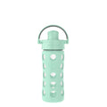 Lifefactory 12-Ounce Glass Water Bottle with Active Flip Cap and Protective Silicone Sleeve, Mint