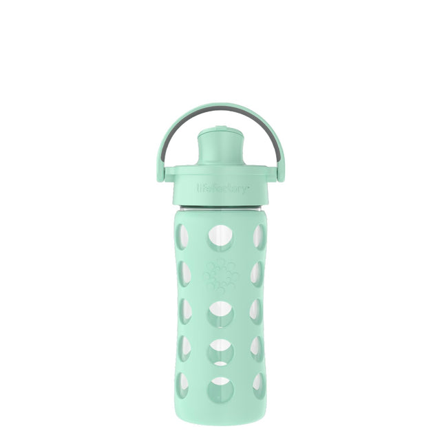 Lifefactory 12-Ounce Glass Water Bottle with Active Flip Cap and Protective Sili