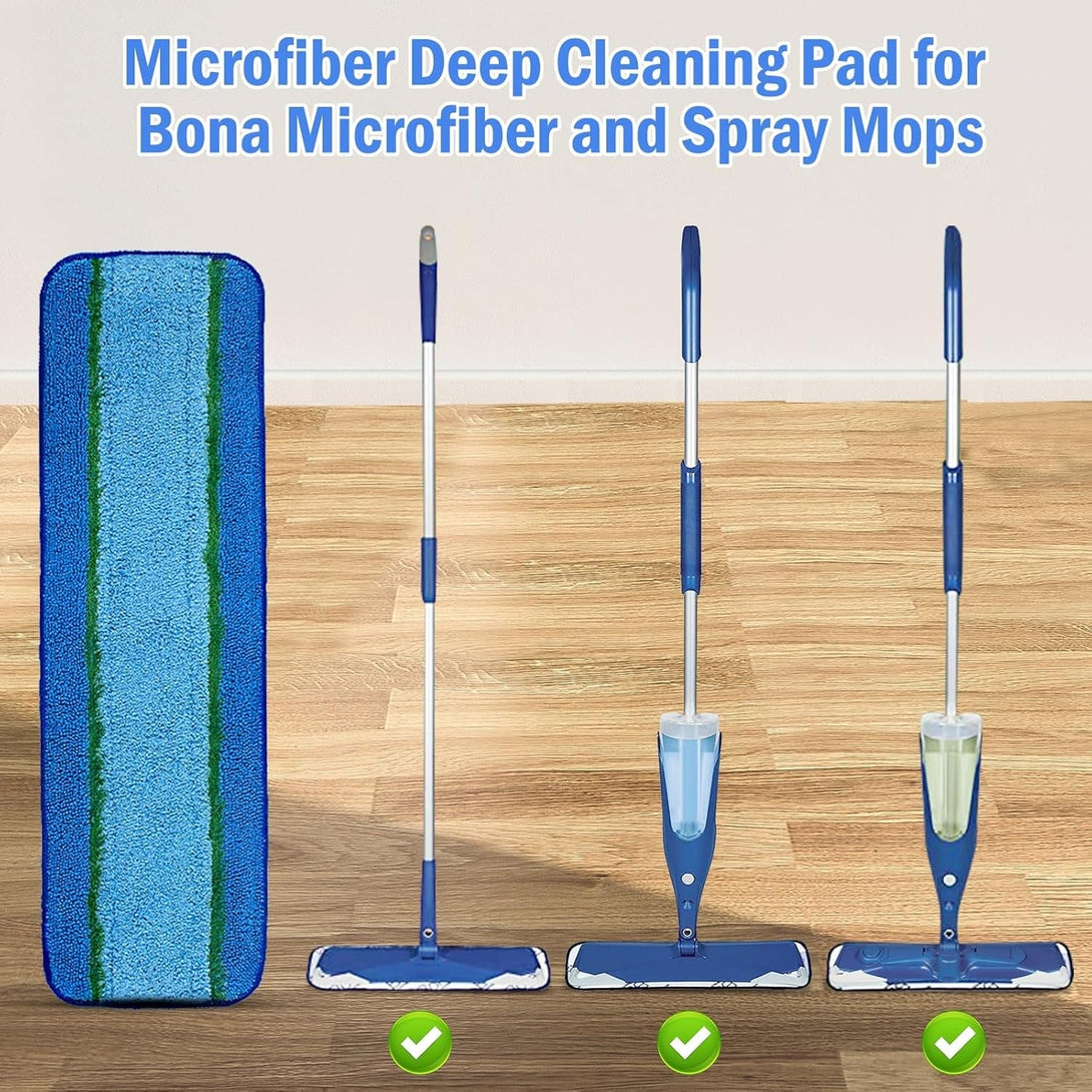 4 Pack Deep Cleaning Pad for Bona Mop, Reusable Microfiber Deep Clean Pad for Bona Family of Mops, Mop Refill Replacement for Hardwood and Multi-Surface