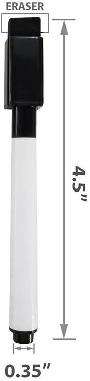 Flexible Magnets Fine tip Dry Erase Black Markers with Magnetic Cap and Eraser, Perfect for Dry Erase Boards and Whiteboards Pack of 5