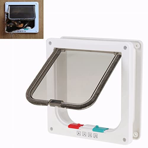 Pet Door 4 Way Lockable Cat Door Magnetic Cat Dog Flaps Smart Pet Flap Door Automatic Lock Cat Dog Gate for Window and Porch Use for Pet Cat Puppy