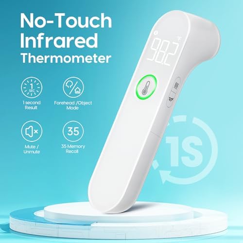 Thermometer for Adults and Kids, Fast Accurate Baby Thermometer, Fever Alarm & Mute Mode, Baby Essentials - Lifetime Support White
