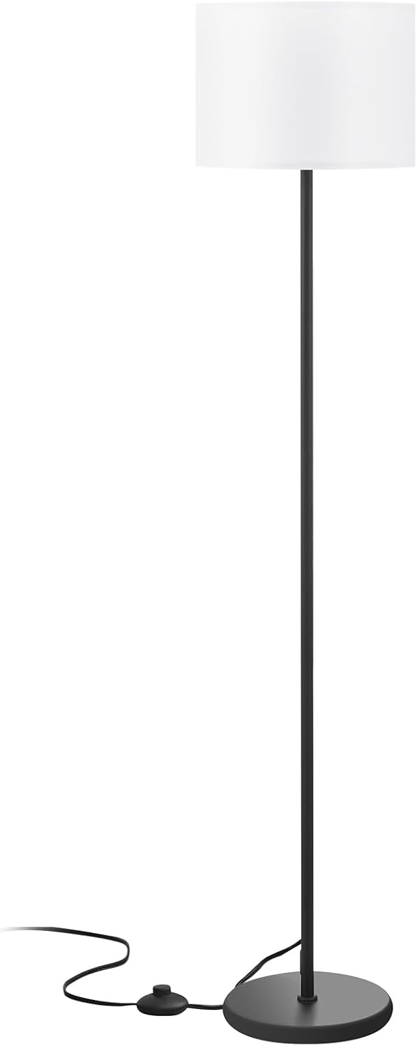 Modern Floor Lamp Simple Design with White Shade, Foot Pedal Switch, 60" Small Tall Lamps for Living Room Bedroom Office Dining Room Kitchen,