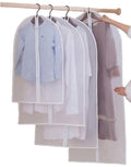 Clear Hanging Garment Bag With Study Zipper Plastic Clothing Dust Cover Closet Suit Protector Storage Bags White 4pcs