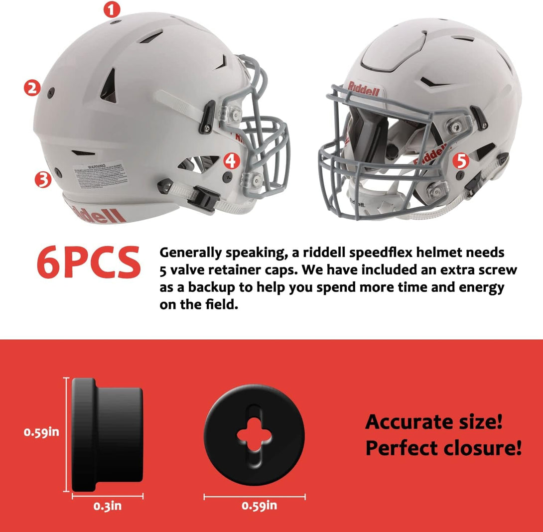 Ab Gel 6Pcs Bladder Valve Screws for Riddell Speedflex and Speed Icon, Valve Retainer Caps for Riddell Speedflex Helmet,Bladder Retainer Football Helmet