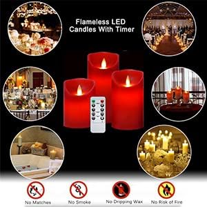 Flameless Battery Operated LED Candles, Remote Control Electric Realistic Candles Flickering Real Wax 4/5/6 Inch 3PACK with 2/4/6/8 Hour Timer for