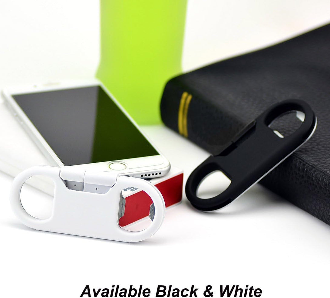 Iphone Charge Lightning Cable + Keychain + Bottle Opener + Aluminum Carabiner,Portable Multifunction Keychain Bottle Opener USB Charging Cord Short Cable for Iphone X/8/7/6S,Gift for Men Women(White)