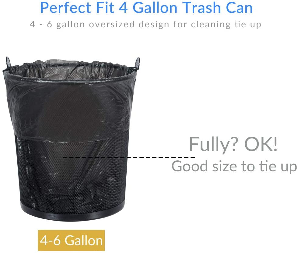 4 Gallon Trash Bags Black Biodegradable Small Garbage Bags 60 Cts Recycled Unscented Strong Trasn Can Liner for Bathroom Office Restroom Car