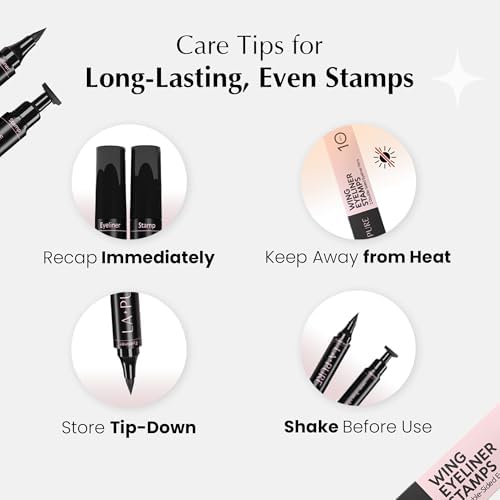 Waterproof Eyeliner Stamp - 2 Wingliner Black Make up Pens, Vamp Style Wing, Smudgeproof & Sweatproof, Perfect Cat Eye Look, Long Lasting Liquid