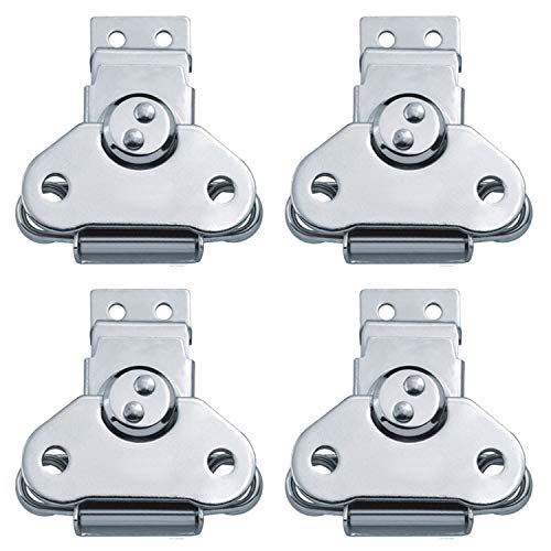 4Pack Steel Spring Loaded Small Butterfly Twist Latch and Keeper Zinc Toggle Clamp Small Surface Mount Case Box Chest Closure