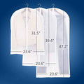 Clear Hanging Garment Bag With Study Zipper Plastic Clothing Dust Cover Closet Suit Protector Storage Bags White 4pcs