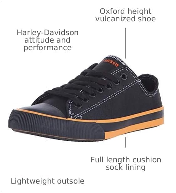 Harley-Davidson Footwear Womens Zia Lace Up Sneakers Shoes Casual - Black 7 Black/Orange