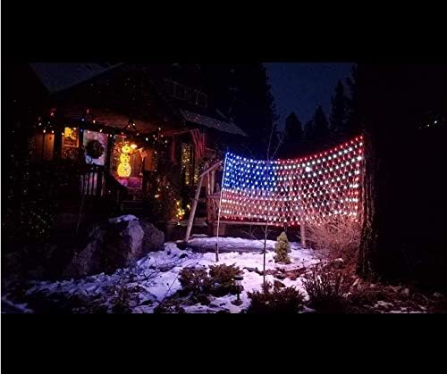 American Flag String Lights, Waterproof Led Flag Net Light, with 420 Super Bright LED, for Yard Garden Decoration, Festival, Holiday, Party